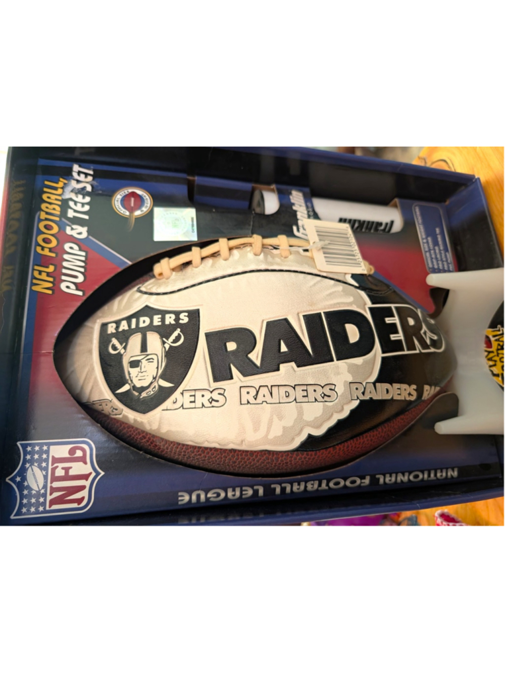 Vintage 1998 Franklin Oakland Raiders NFL Football Pump Tee Set Full Size NOS